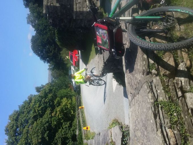 Maxine returning from her exploring around Wray Castle 