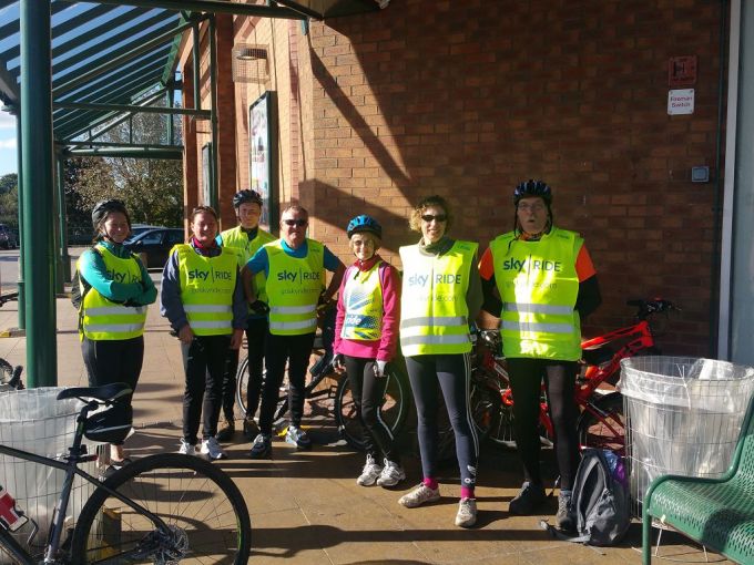 Happy cyclists in the sun - Half way on the Bolton Kingfisher trail