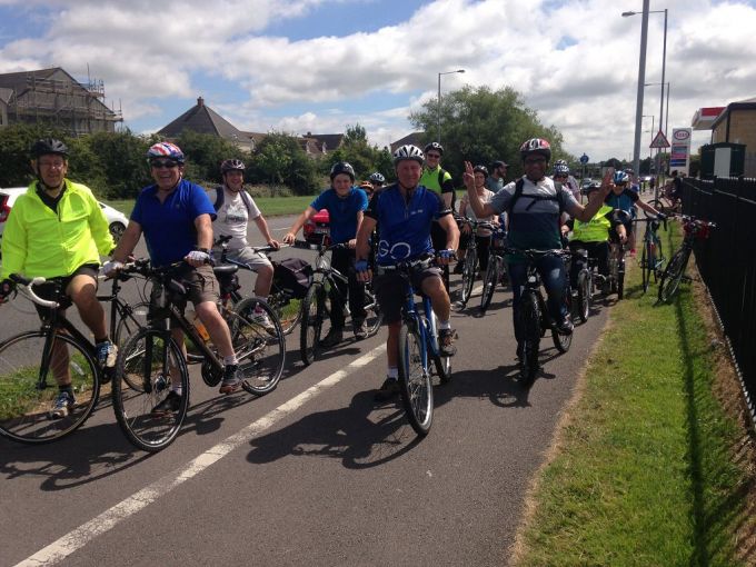 Lew Lawton leading the group at the 3mile point on Dorcan Way